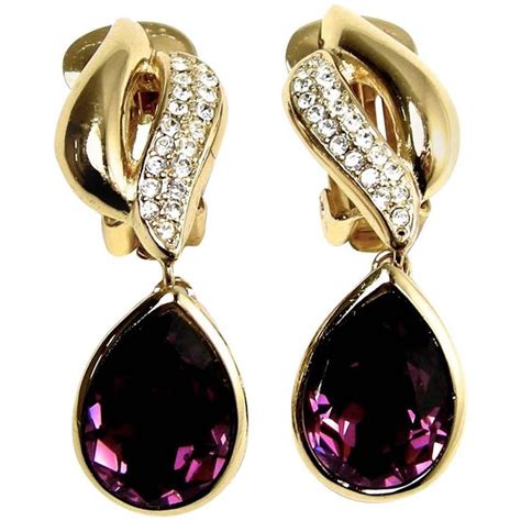 christian dior amethyst earrings|clip on christian dior earrings.